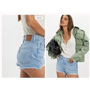 Levi's Denim Shorts Womens 28 Light Blue 501 Original High Rise Cut Off Summer